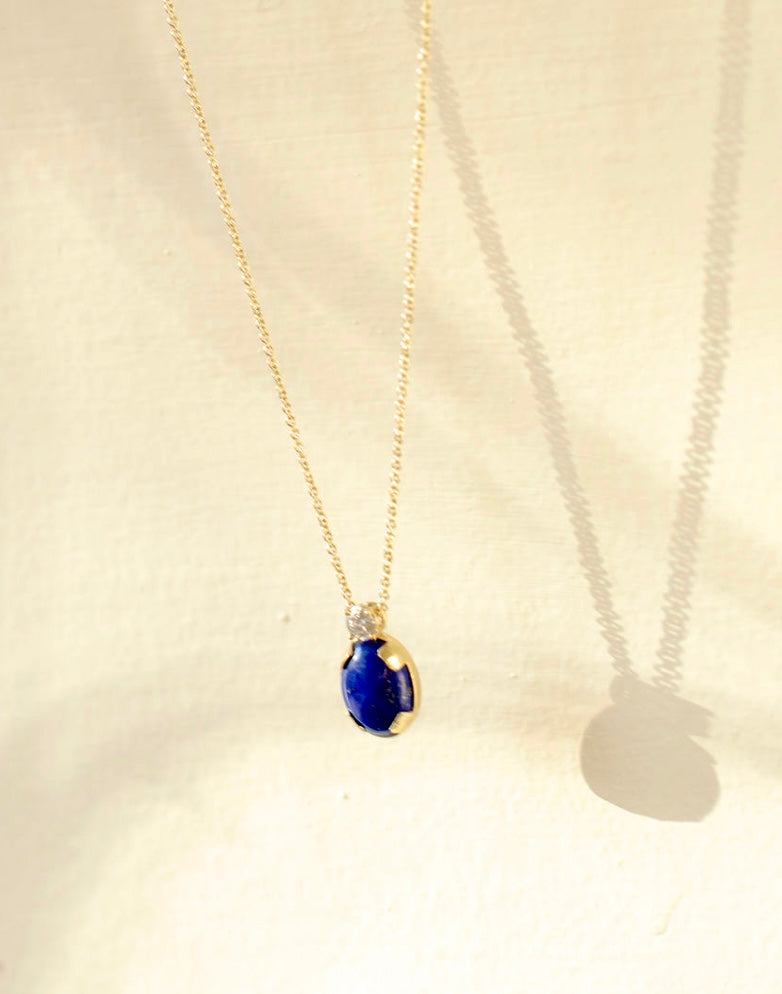 Toi et moi Lapis lazuly & diamond necklace