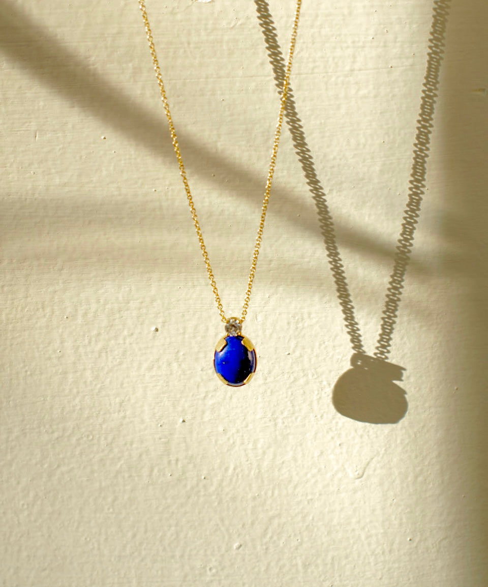 Toi et moi Lapis lazuly & diamond necklace