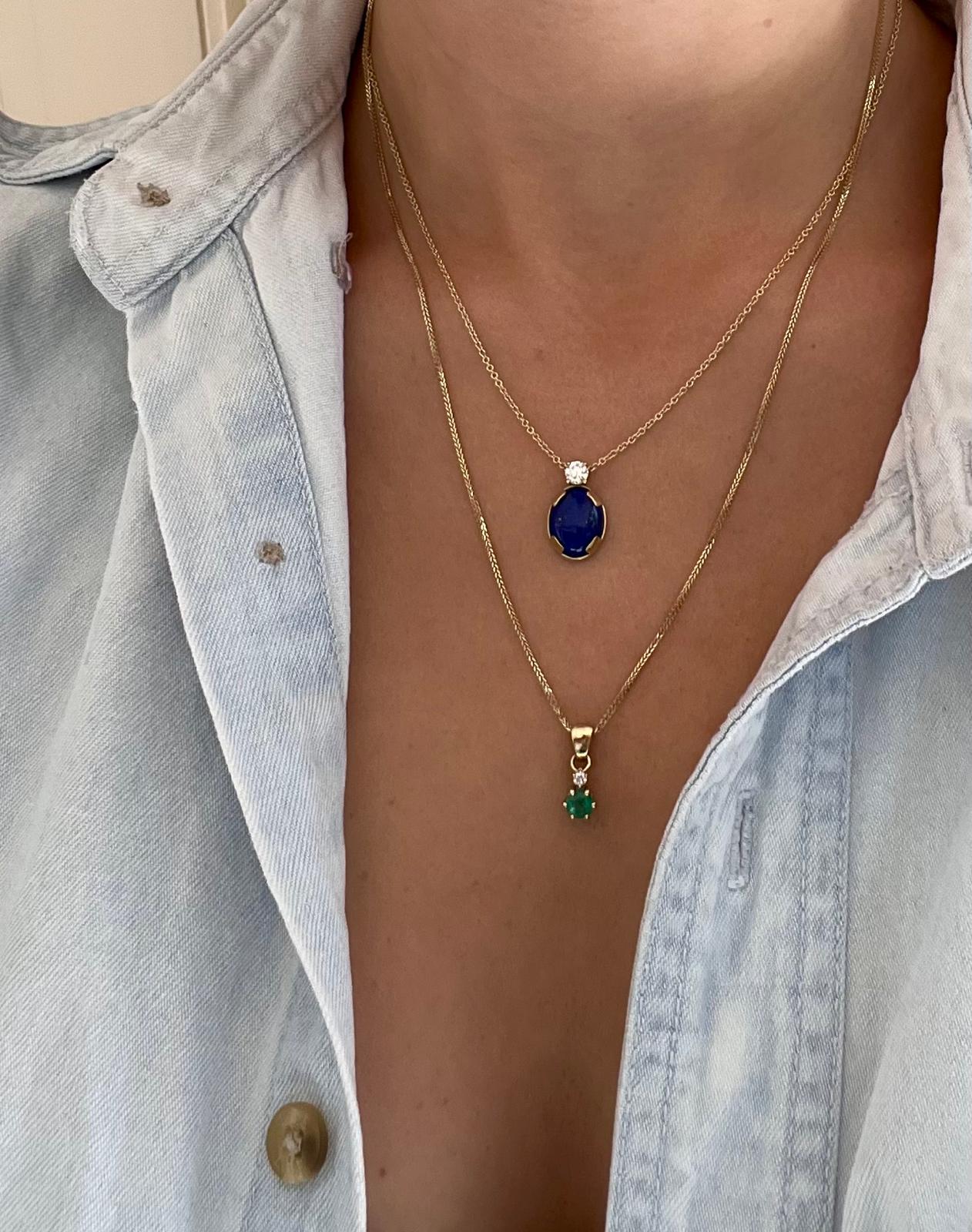 Toi et moi Lapis lazuly & diamond necklace